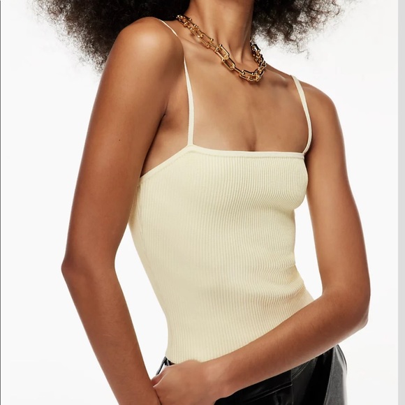 Aritzia Babaton Sculpt Knit Cami Tank Butter Yellow NWT - Picture 3 of 7